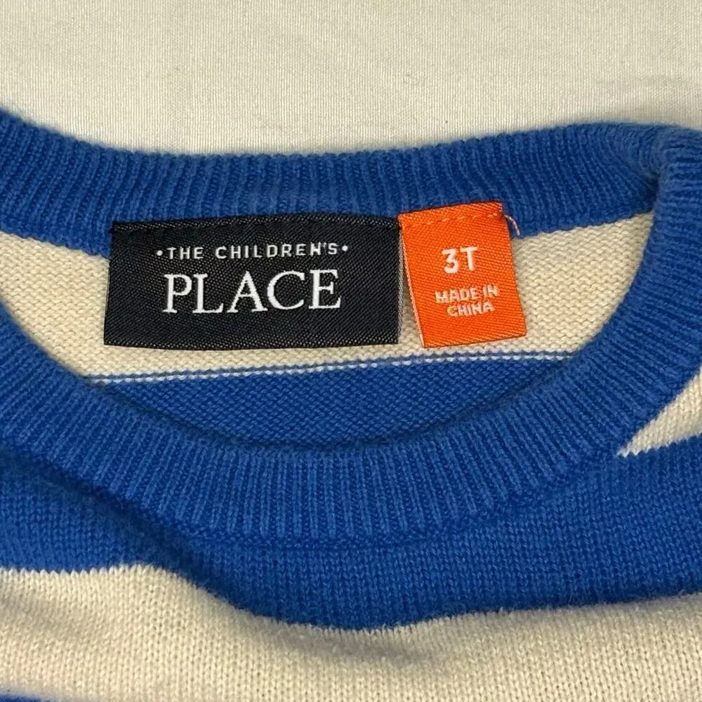 The Children's Place Striped Sweater Boy/Girl 3T | Blue Gray Cream | Nautical